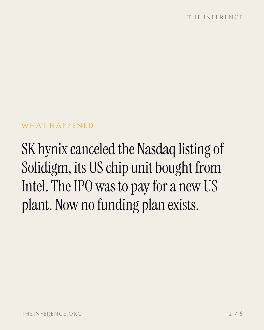 SK Hynix killed Solidigm's IPO; US NAND fab has no named funding plan and Dalian's license ends December 31 — slide 1