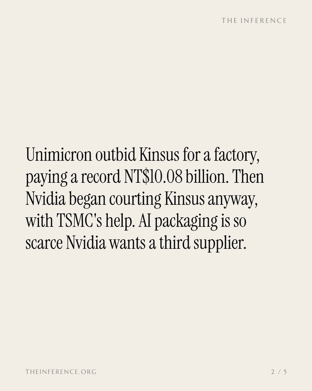 Unimicron paid a record NT$10.08B for a plant: Nvidia is qualifying Kinsus anyway — slide 1