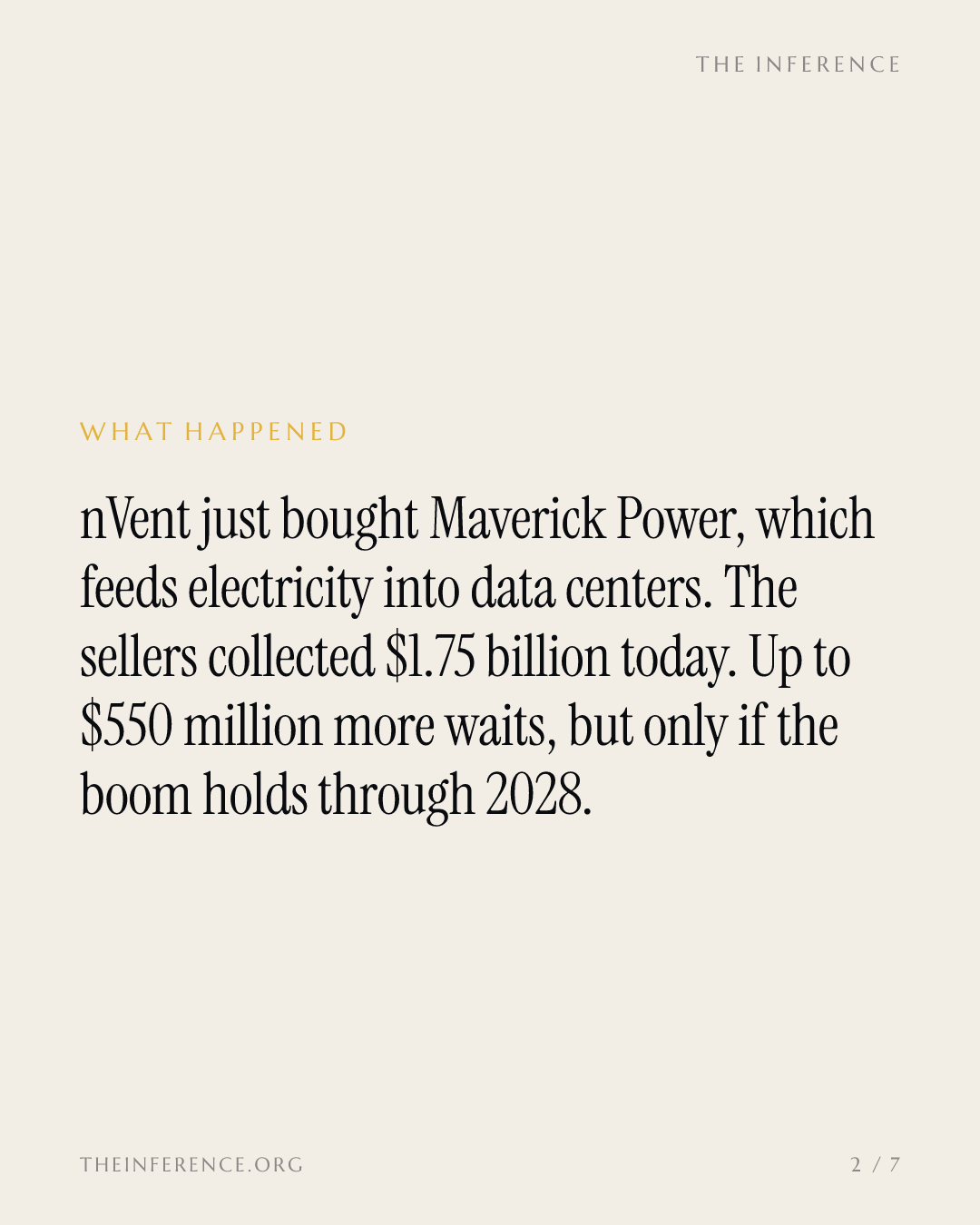 Maverick's sellers bank $1.75 billion today; nVent's creditors collect 6.15% until 2036 — slide 1