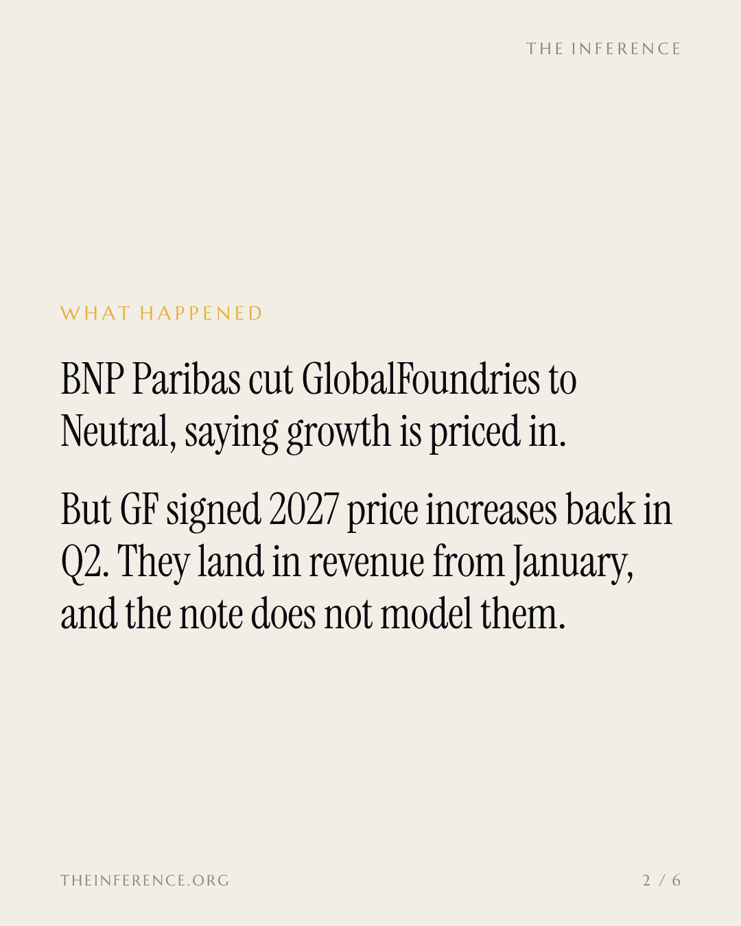 BNP Paribas cut GlobalFoundries to Neutral, $51 target from $80; GF's 2027 price increases already signed — slide 1