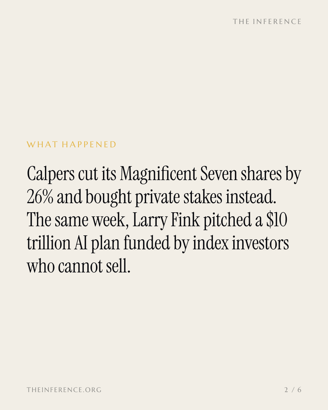 Calpers cut its Magnificent Seven stake 26% while BlackRock's Fink counts on index buyers who cannot leave — slide 1