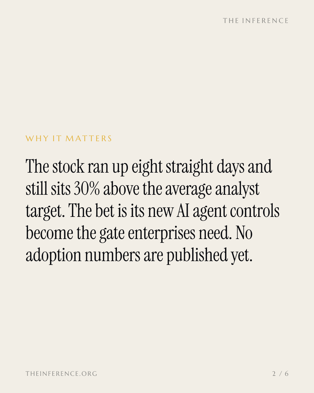 Netskope trades 30% above analyst targets on AI agent controls that have no published adoption yet — slide 1