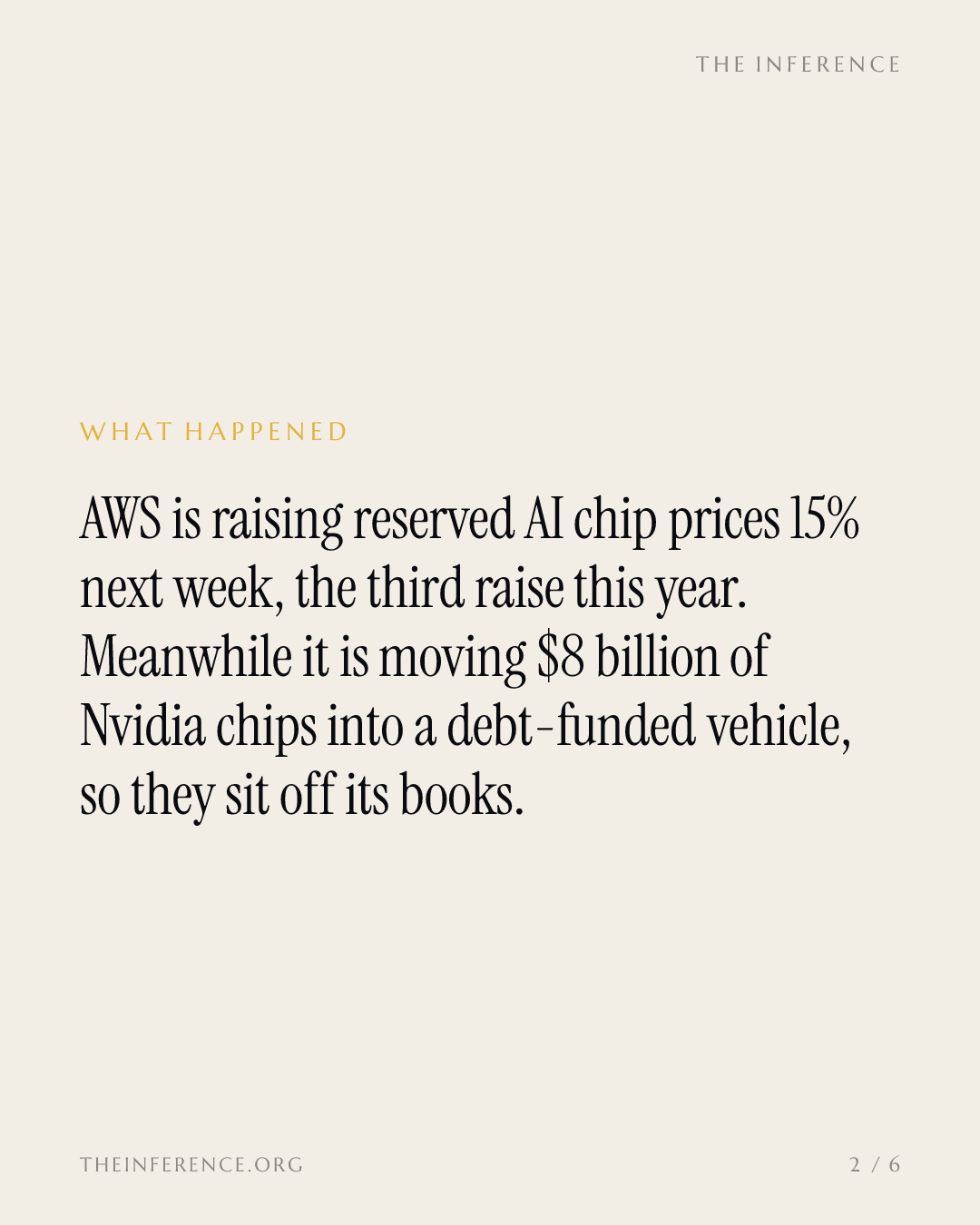 Amazon raises GPU rents 15% while shifting $8 billion of chips off its books — slide 1