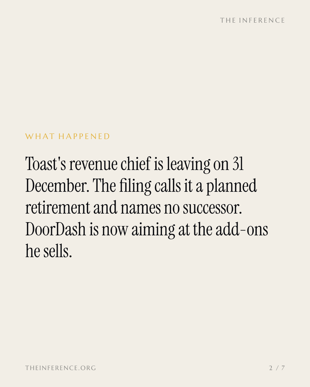 Toast's revenue chief steps down as DoorDash aims at the add-ons he sells — slide 1