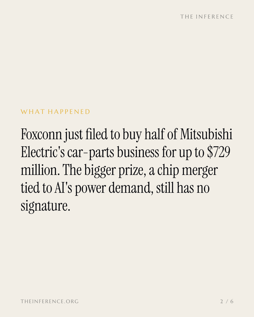 Foxconn files to buy half of Mitsubishi Electric Mobility for up to $729 million; AI chip deal waits — slide 1