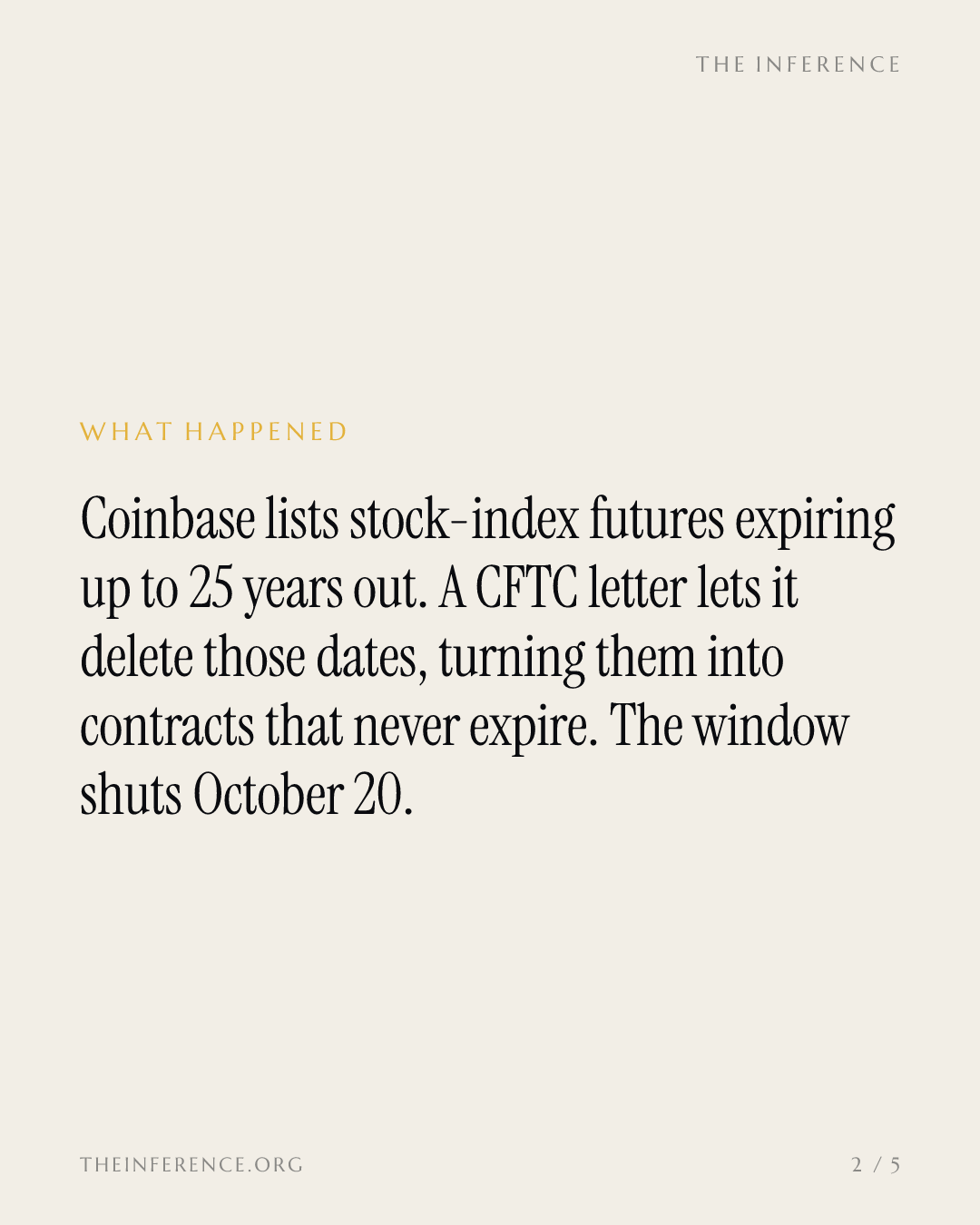 Coinbase Has Six Days to Turn 25-Year Index Futures Into True Perpetuals — slide 1