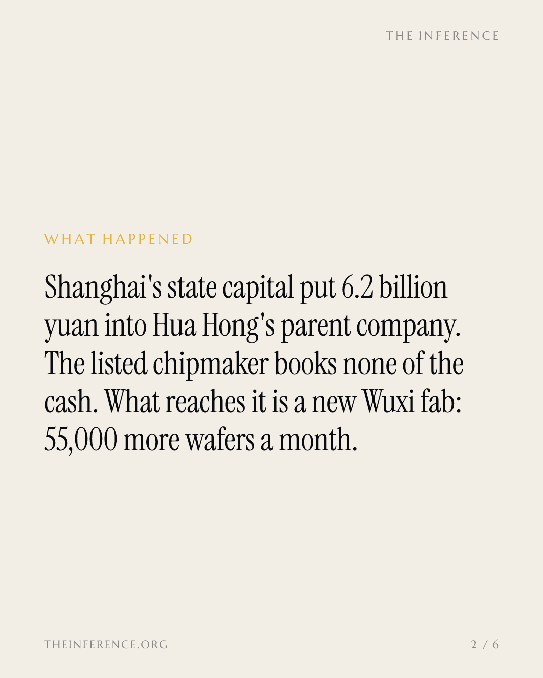 Guosheng put 6.2 billion yuan into Hua Hong's parent; the listed chipmaker gets the capacity, not the cash — slide 1