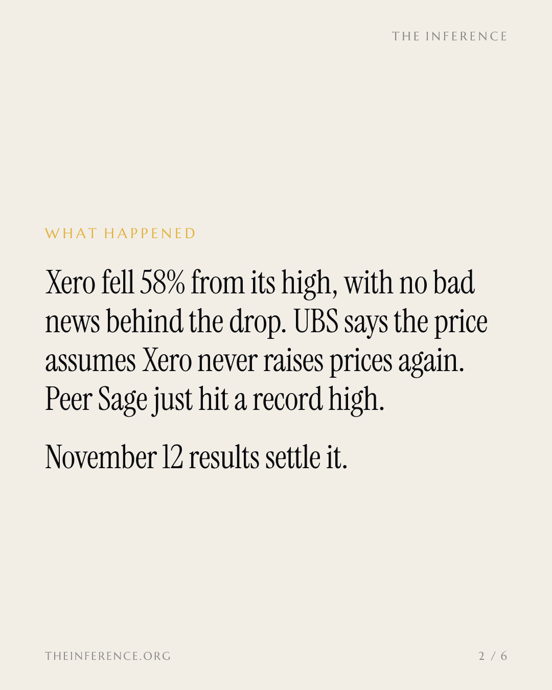 Two prices for the same AI fear: Xero is discounted 58% while Sage prints a record high — slide 1
