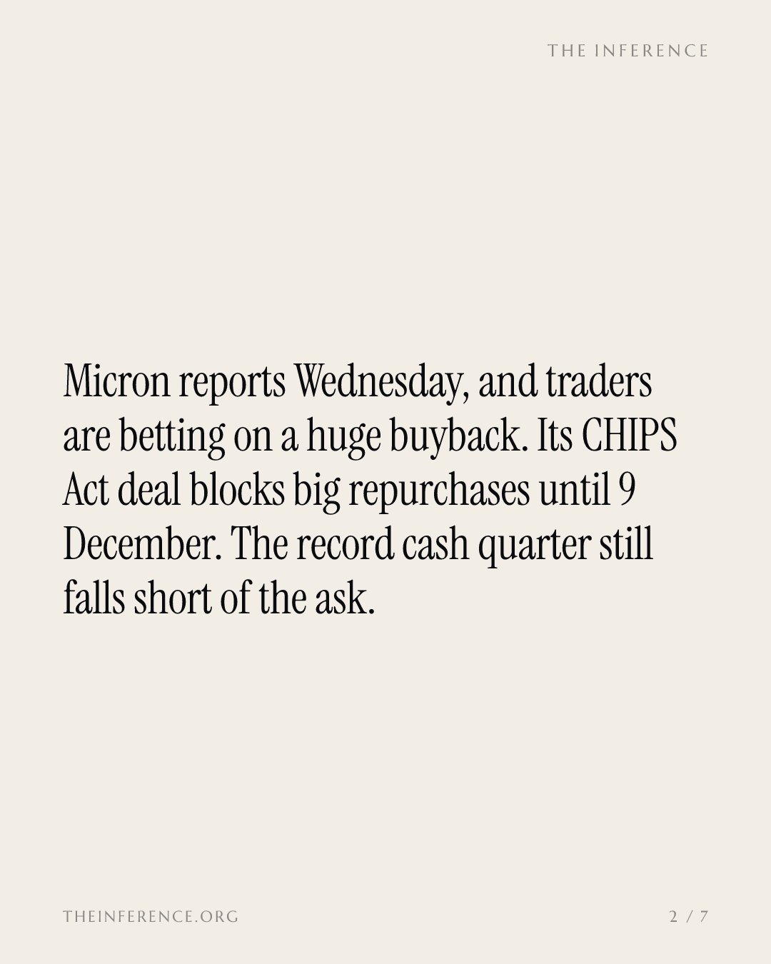 Traders want a $25 billion-a-quarter Micron buyback its cash cannot cover — slide 1