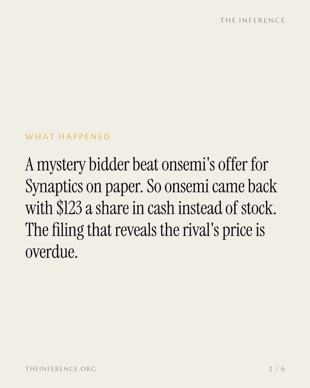 Synaptics' Board Ruled a Secret Rival's Bid Superior. onsemi Answered With $123 in Cash — slide 1