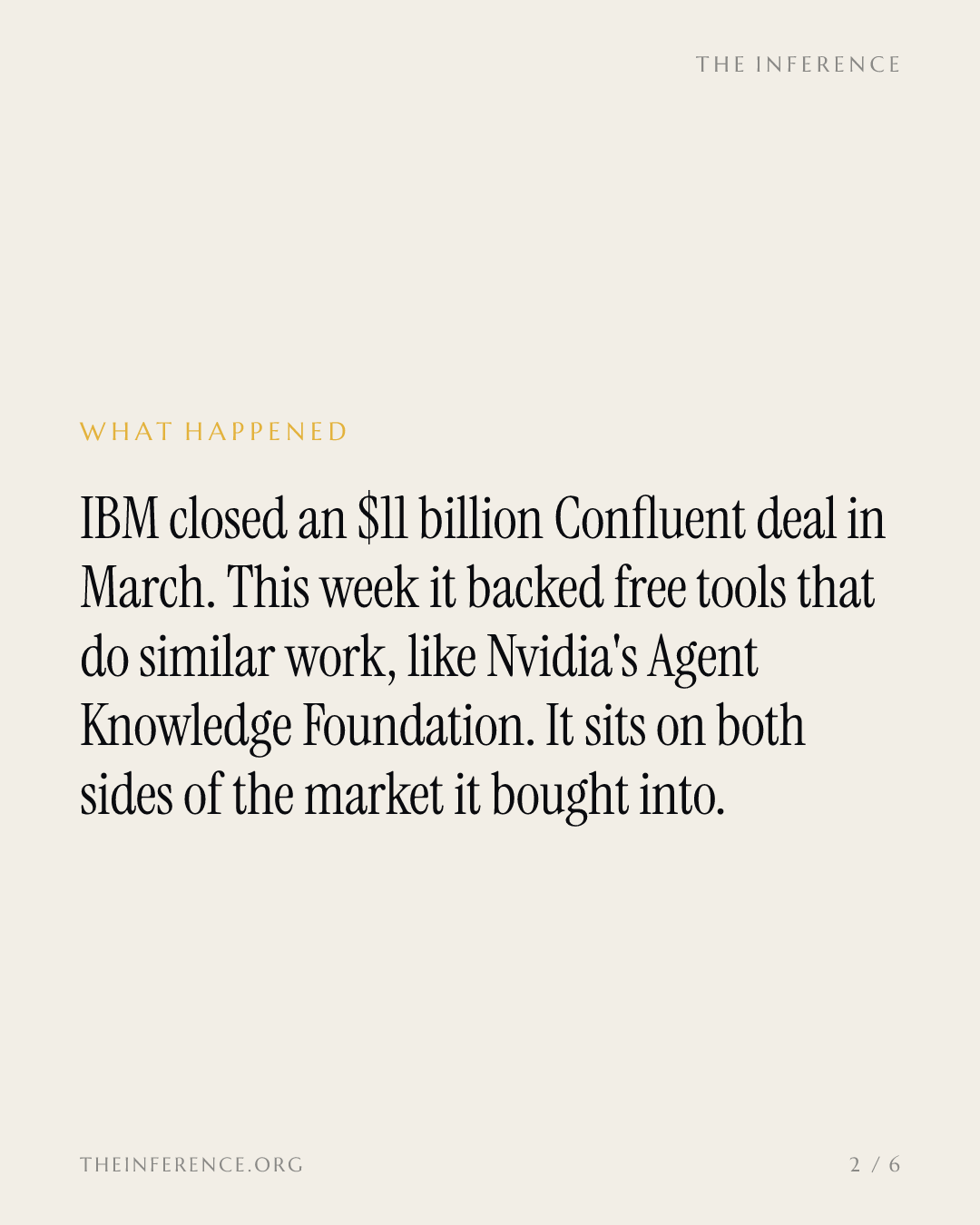 IBM paid $11 billion for Confluent, then joined Nvidia's free Agent Knowledge Foundation — slide 1