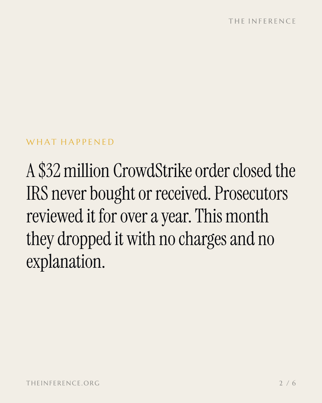 Closed in Silence: CrowdStrike's $32M IRS Deal Probe Ends With No Charges, No Answers — slide 1