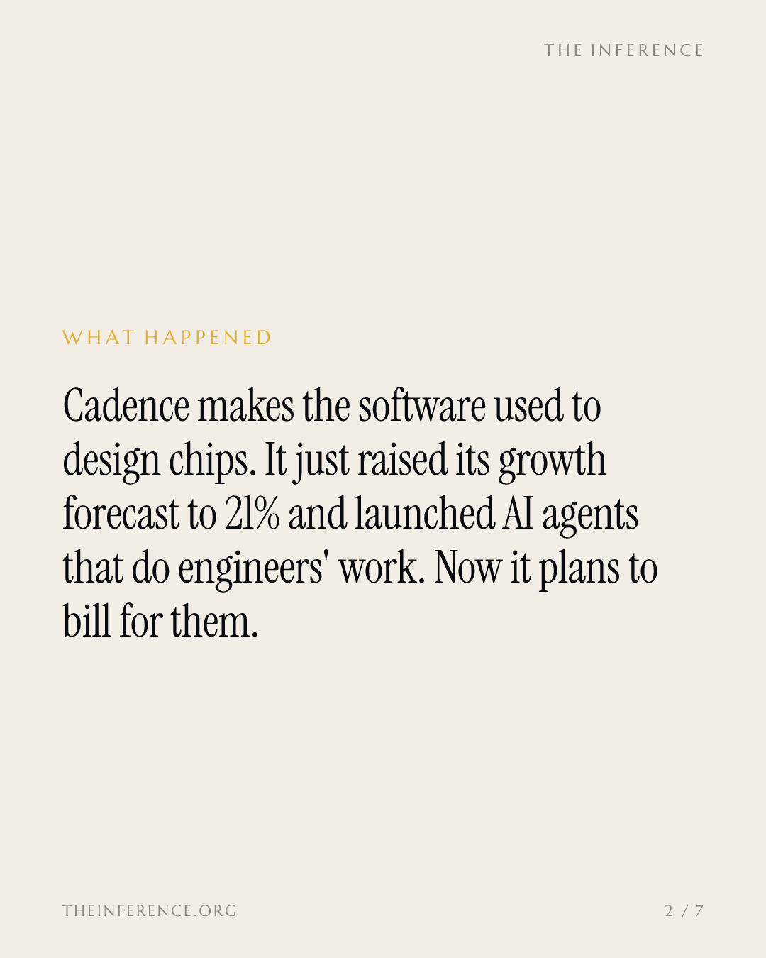 Cadence Design Systems lifts 2026 growth outlook to 21% and plans to bill for its new AI agents — slide 1