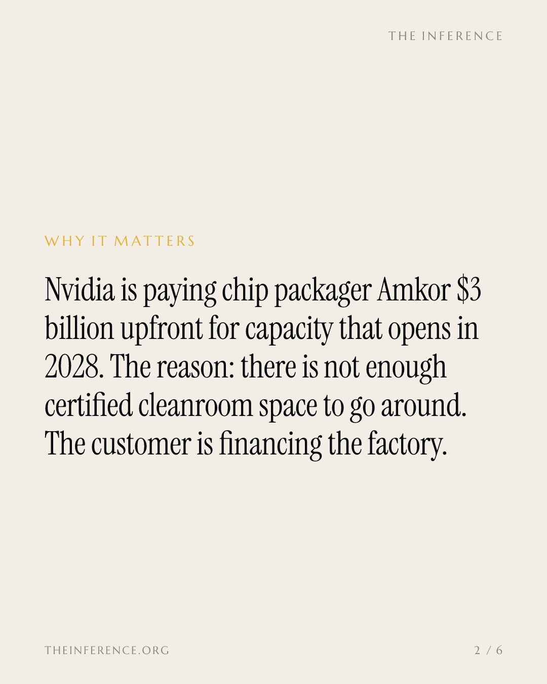 Nvidia's $3 billion prepayment buys a factory that opens in 2028 — slide 1