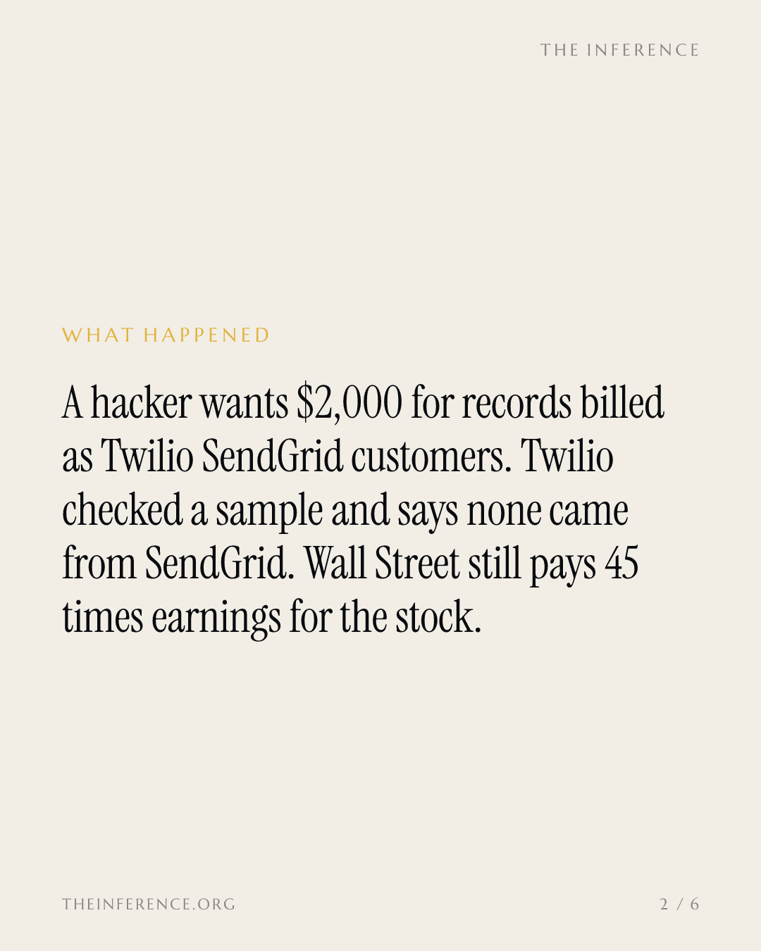 848,000 Twilio records priced at a quarter cent each while investors pay 45 times earnings — slide 1