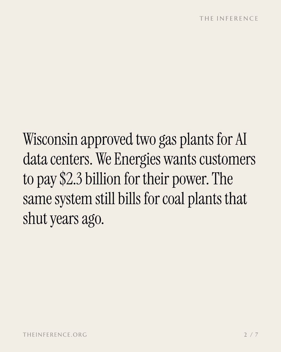 We Energies seeks $2.3 billion for power from Wisconsin's 1.5 GW AI gas plants as customers pay for dead coal — slide 1