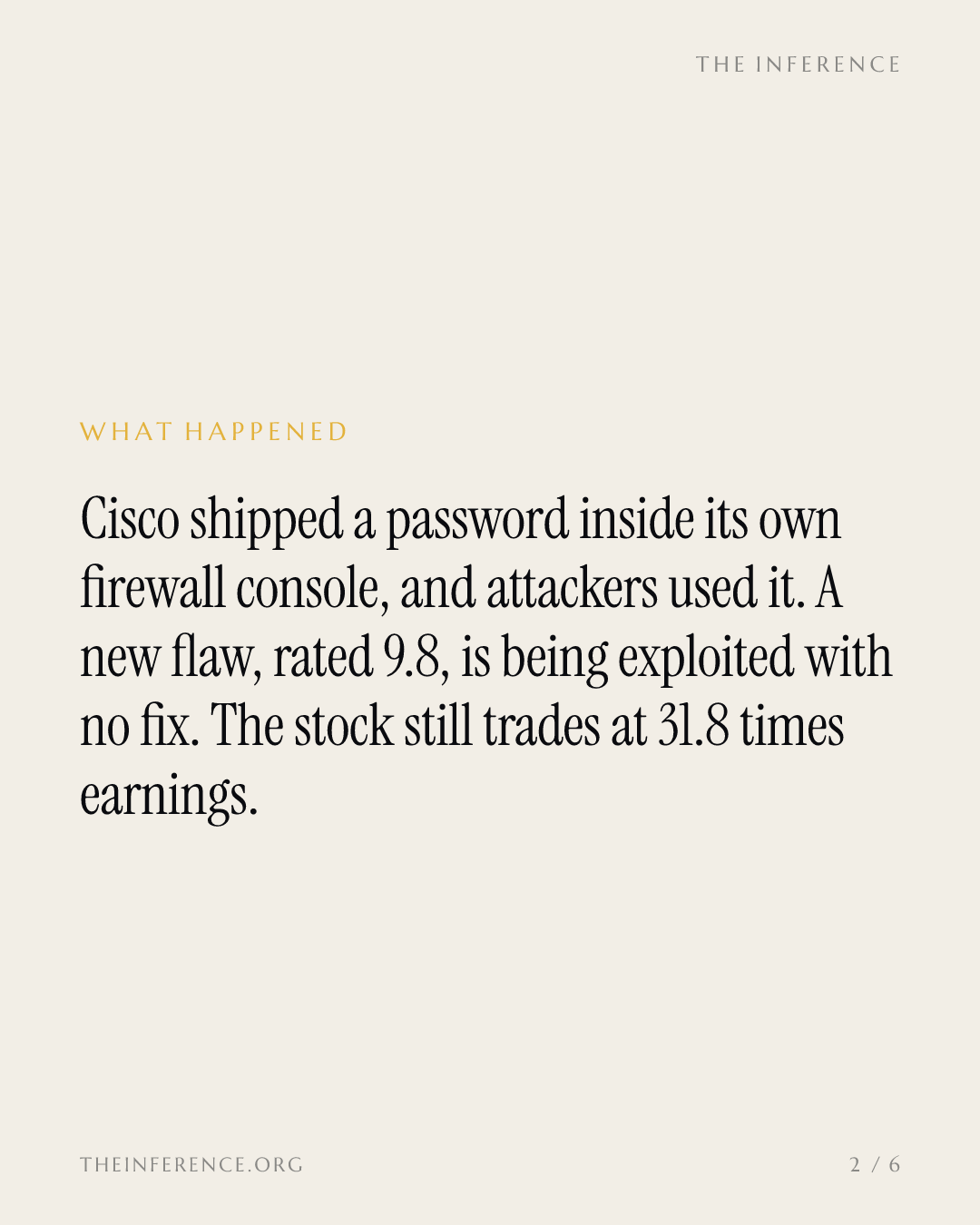 Cisco ships the password, the market pays the multiple — slide 1