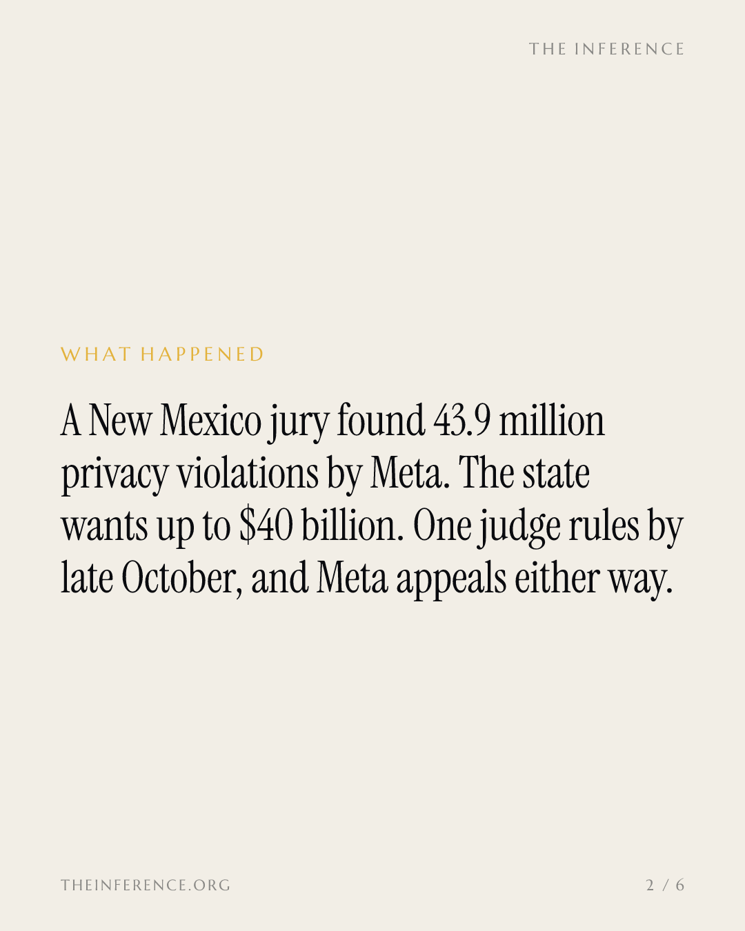 One judge now holds Meta's privacy bill, and the bids are $3.45 billion and $40 billion — slide 1