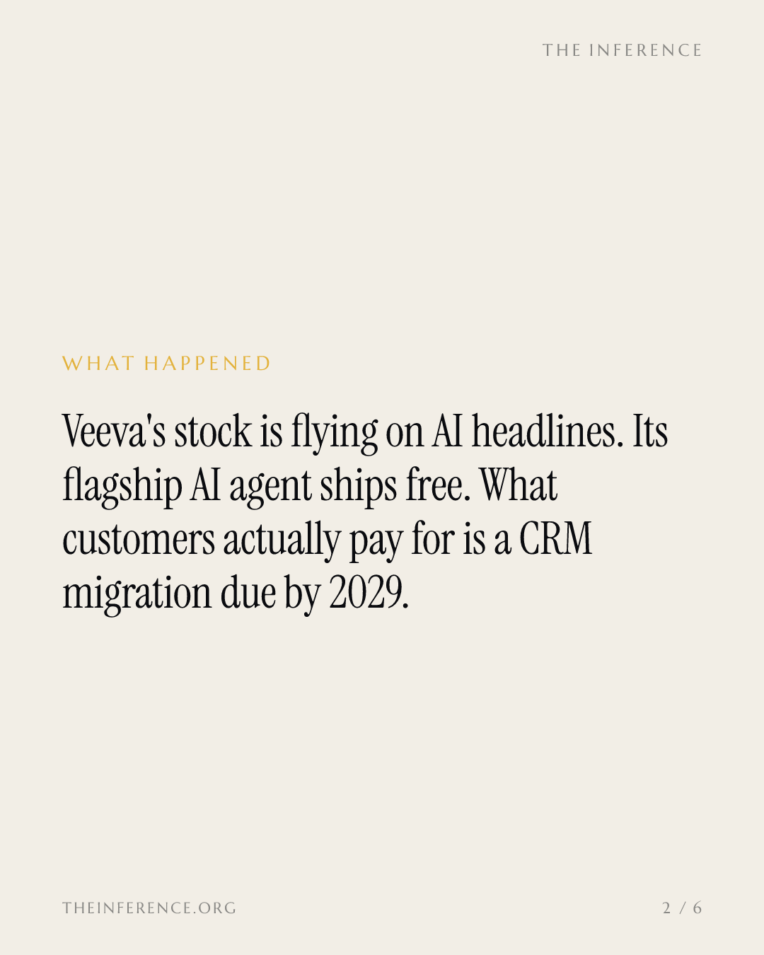 Veeva Gives Away Its AI Agents and Bills the Seat Migration — slide 1