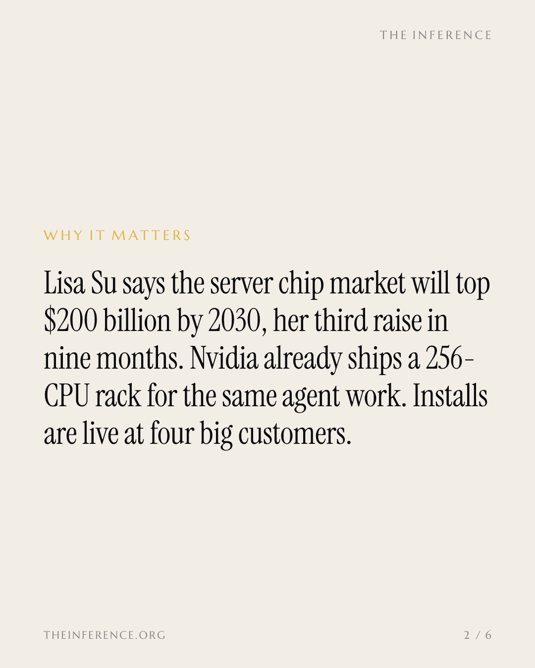 AMD raises its CPU forecast a third time to $200 billion; Nvidia already ships the rival rack — slide 1