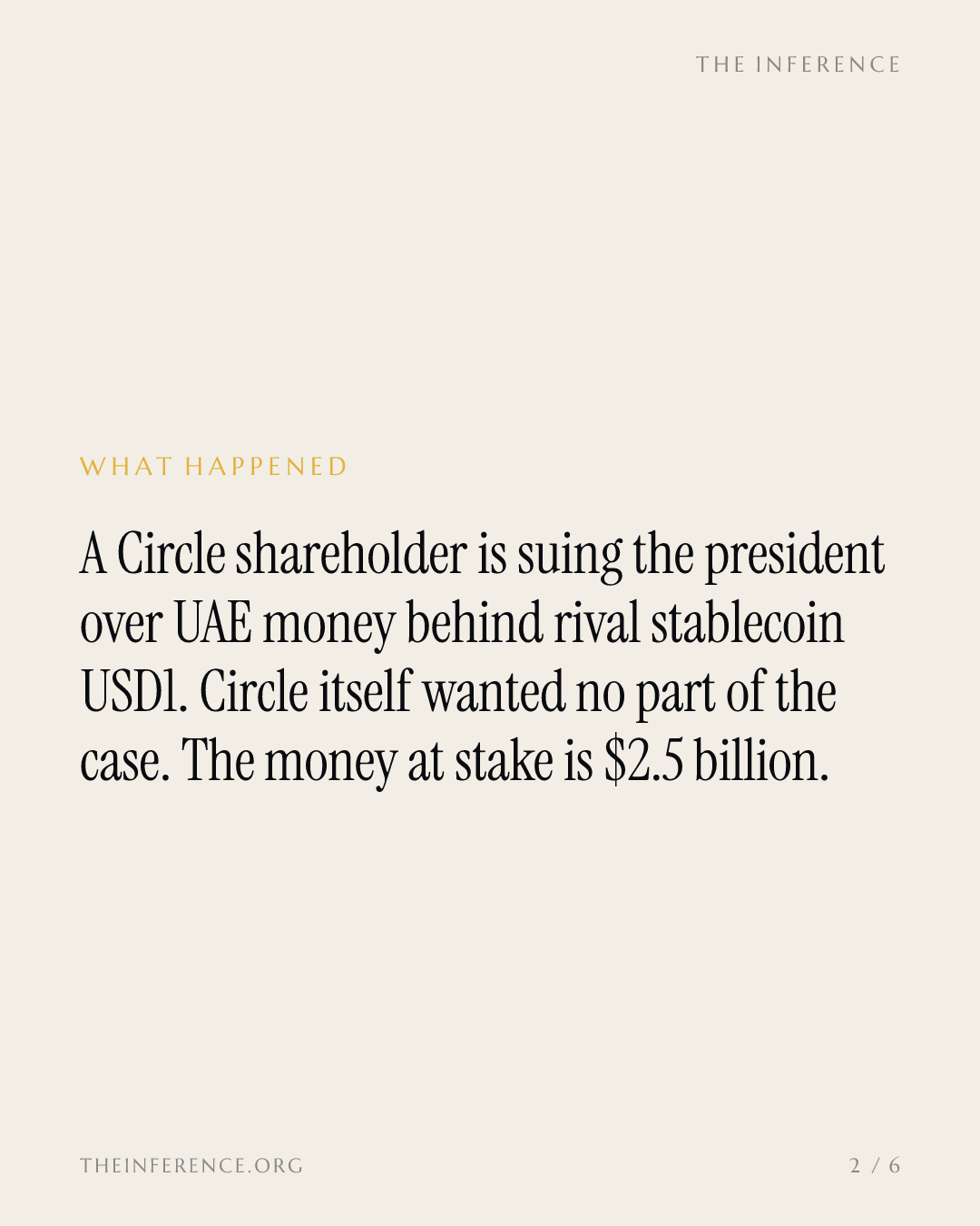 Circle shareholder sues Trump over $2.5 billion of UAE money behind stablecoin rival USD1 — slide 1