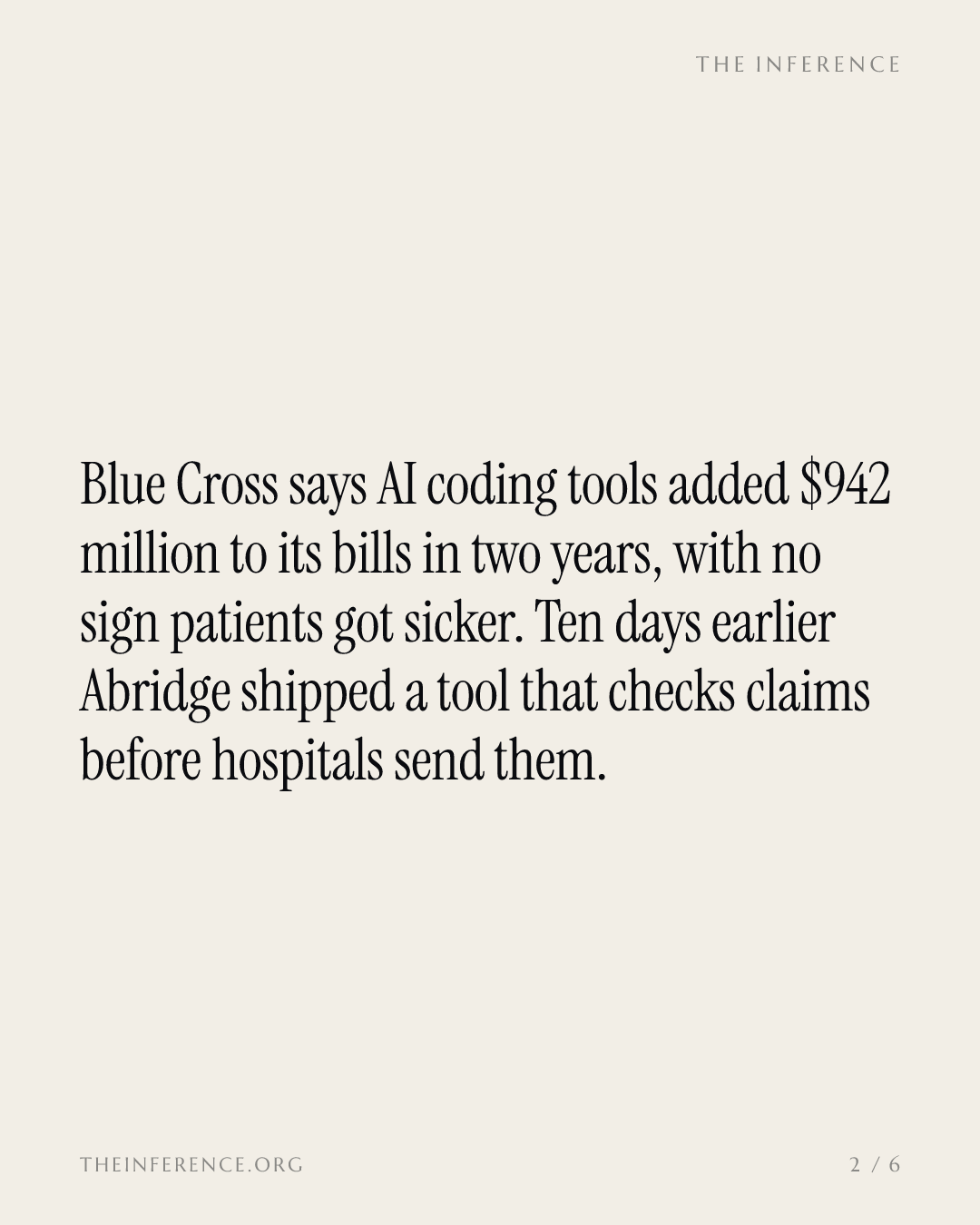 Blue Cross calcula em US$ 942 milhões o custo do boom da codificação com IA, dias após Abridge avançar para o faturamento — slide 1