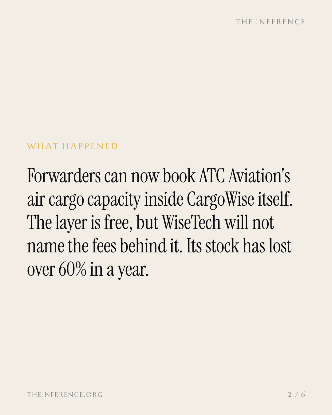 WiseTech is giving away air cargo booking and will not say who pays — slide 1