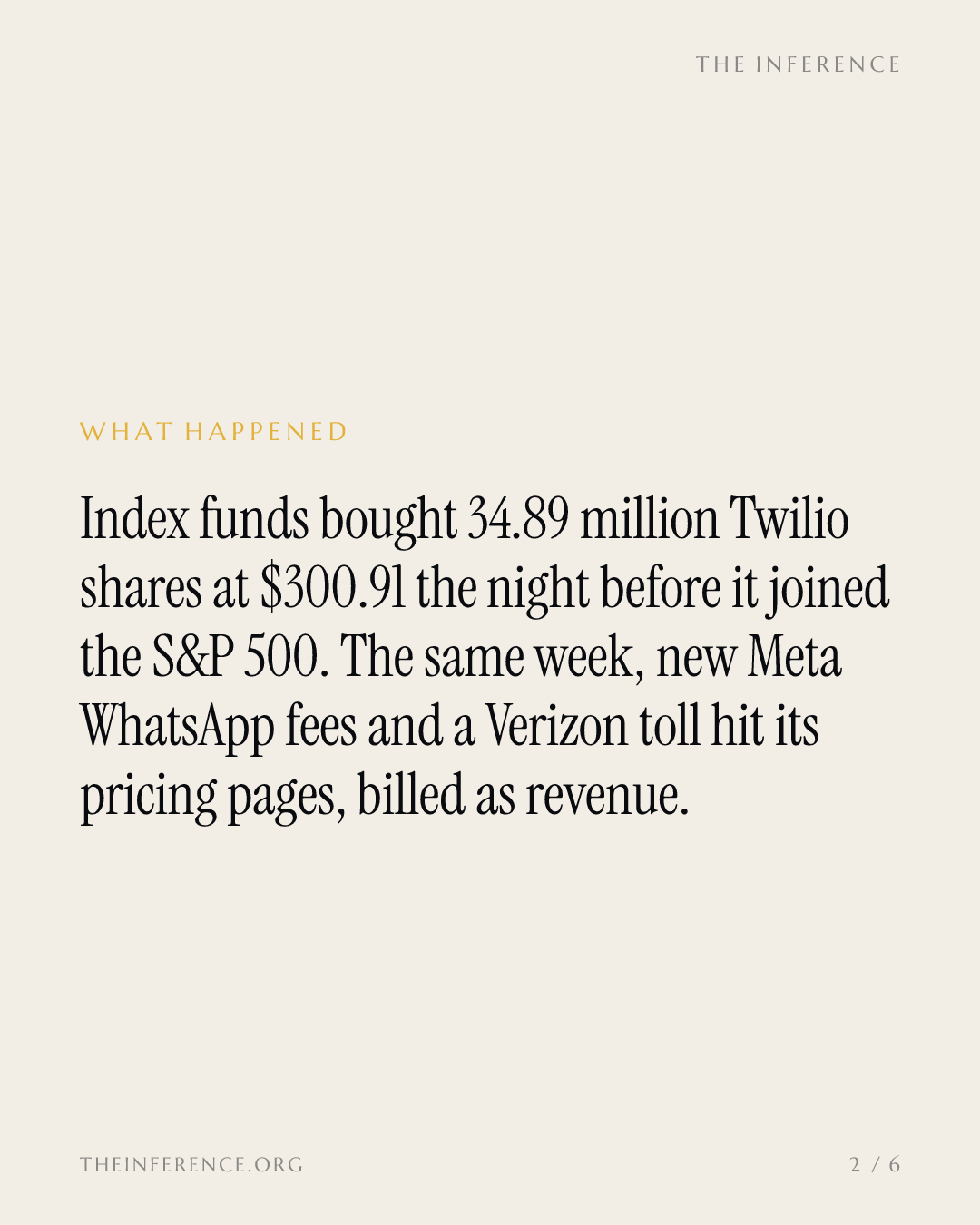 Index funds paid $300.91 for Twilio the week Meta and Verizon raised the fees Twilio bills as growth — slide 1