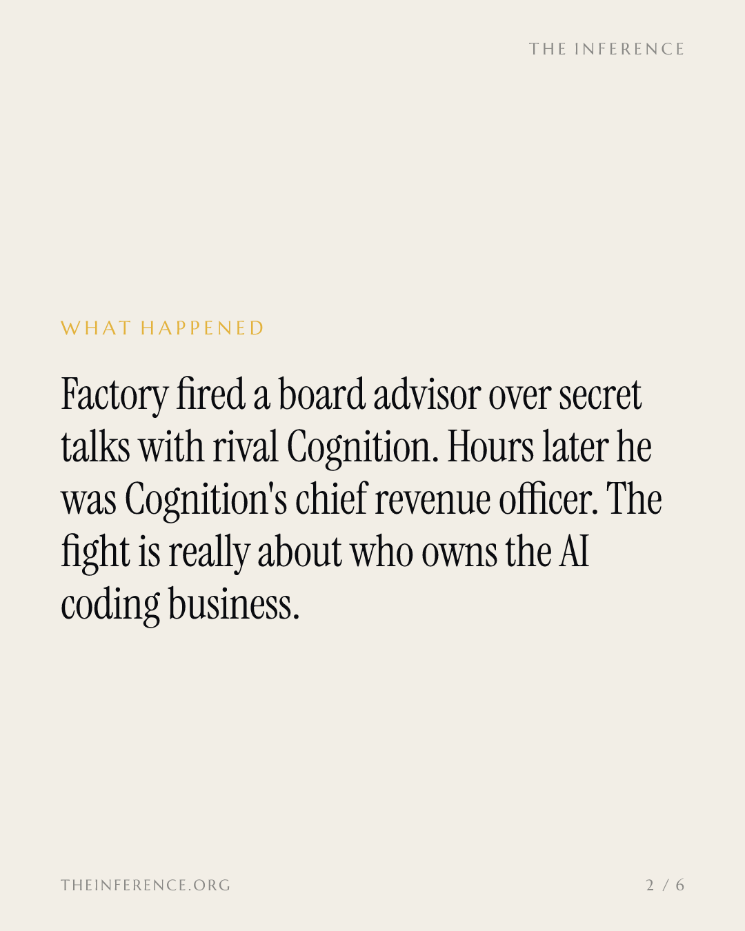 Factory and Cognition are fighting over a salesman because Cursor and Anthropic already won — slide 1