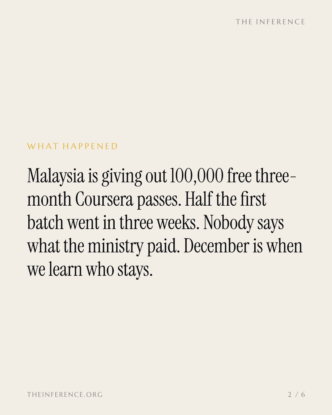 Malaysia buys 100,000 Coursera passes and hasn't said what they cost — slide 1