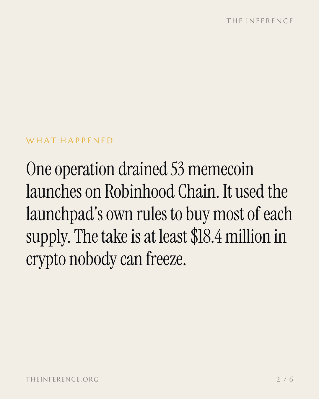Robinhood Chain's fee record and an $18.4 million rug ring ran on the same launchpad — slide 1