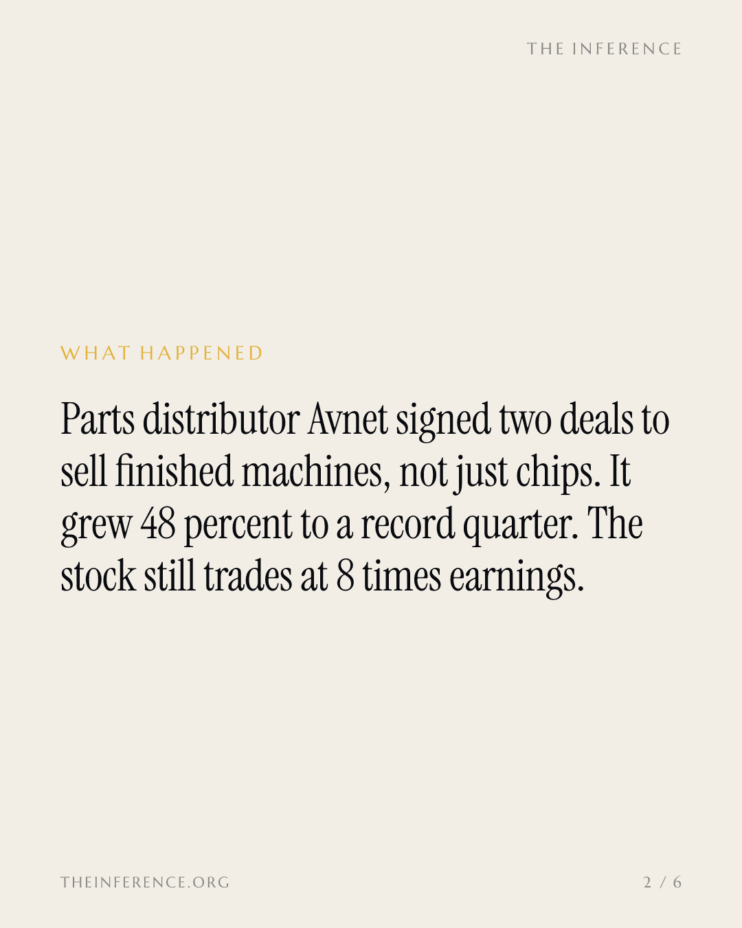Avnet sells finished machines now, and still trades at 8 times earnings while Arrow gets 14 — slide 1
