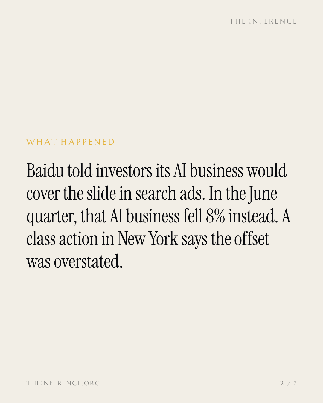 Baidu's AI cushion shrank 8%; its defense is a Siri slot Apple has not shipped — slide 1