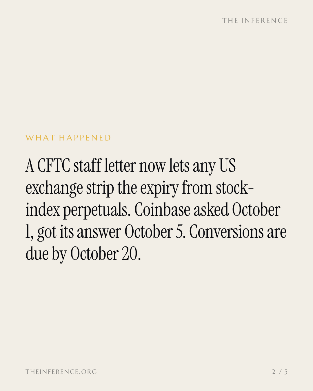 Coinbase's futures just stopped expiring. CME's still do. — slide 1