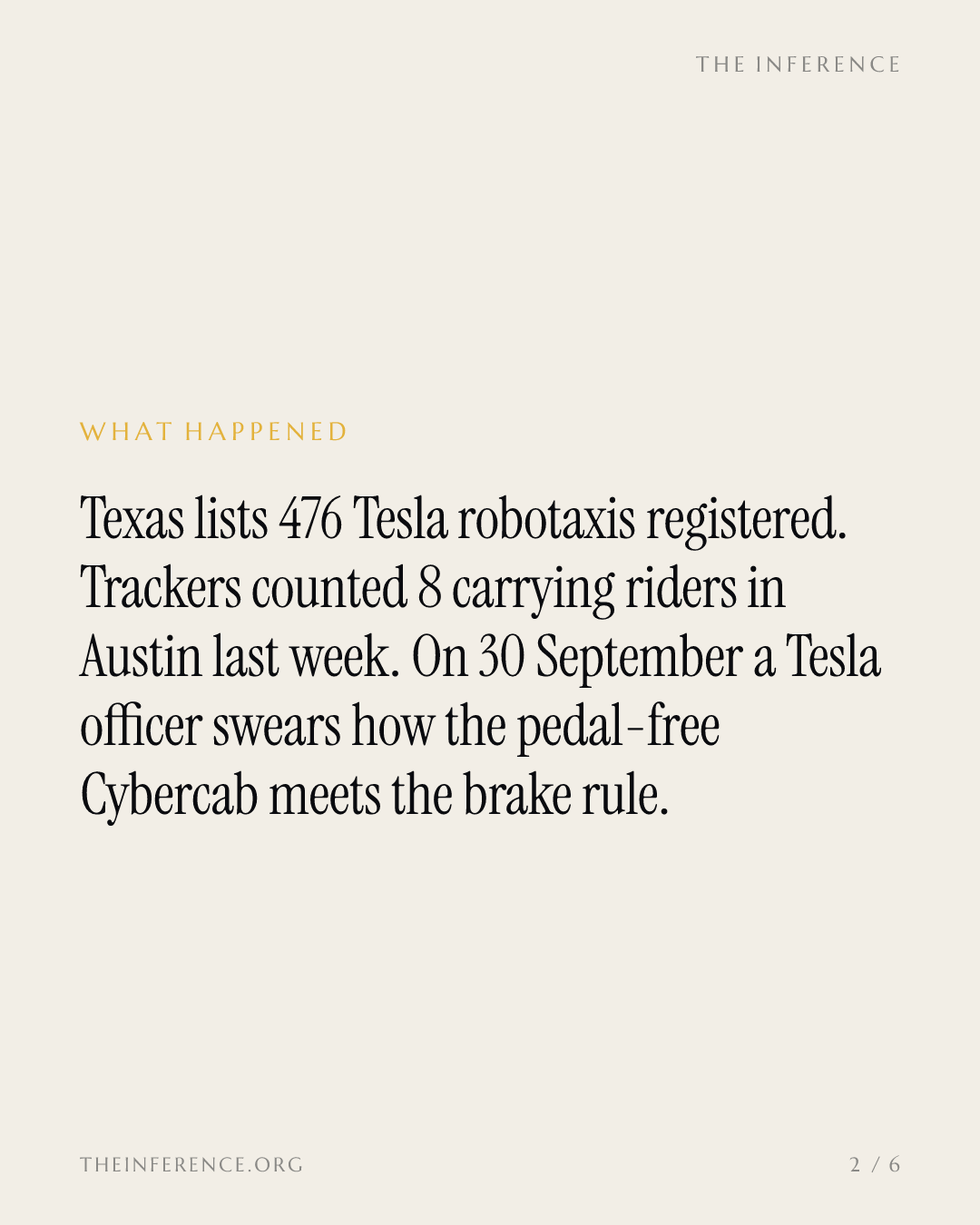 Tesla's robotaxi math: 476 registered, 8 carrying riders, one sworn deadline — slide 1