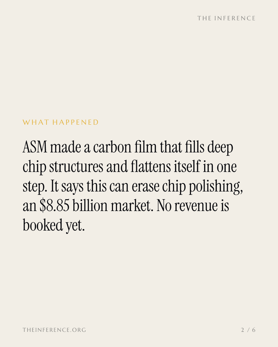 ASM International says its film erases a chip-polishing step in an $8.85 billion market; Q3 lands October 27 — slide 1