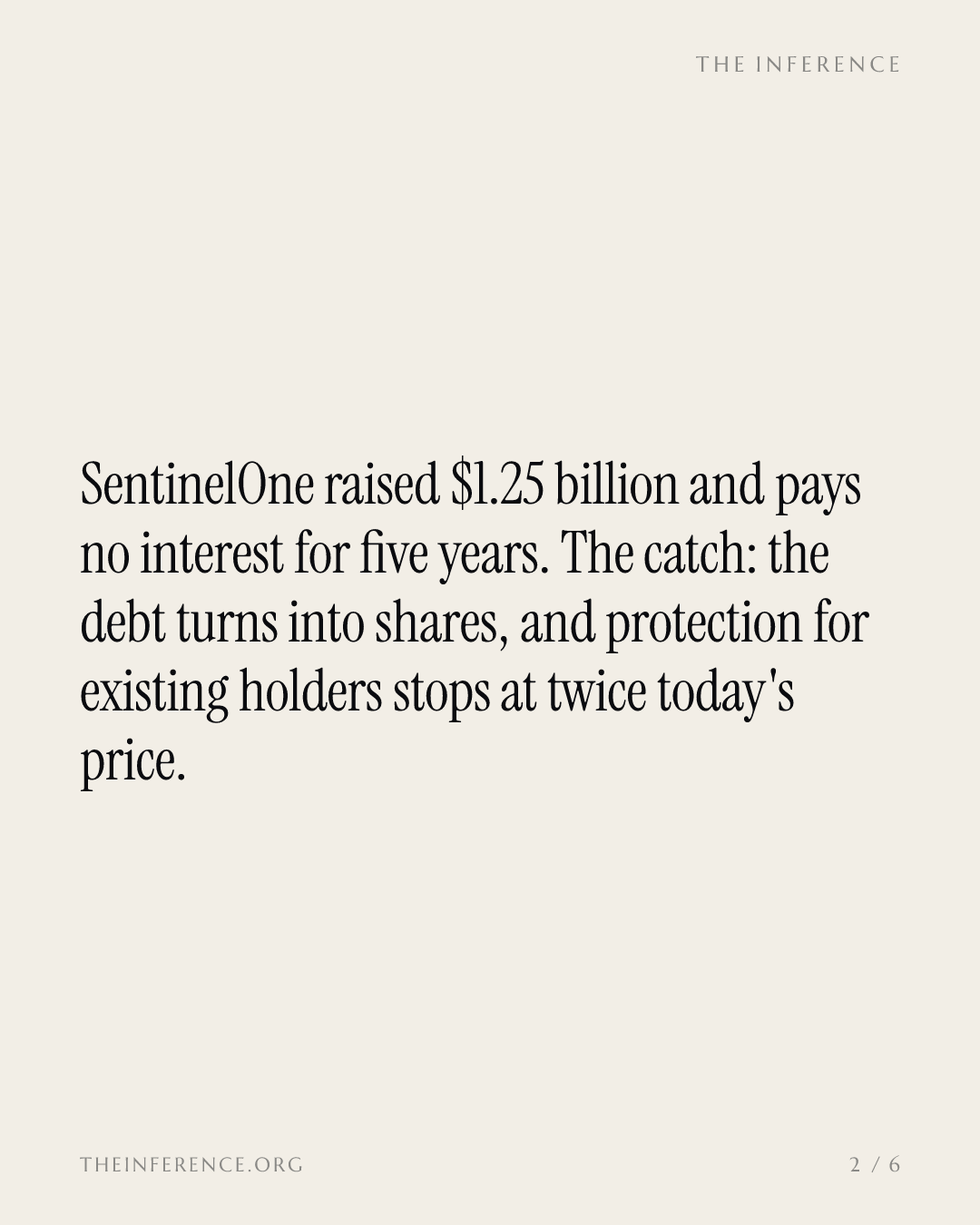 SentinelOne's $1.25 billion zero-coupon raise is 48 times its free cash flow — slide 1