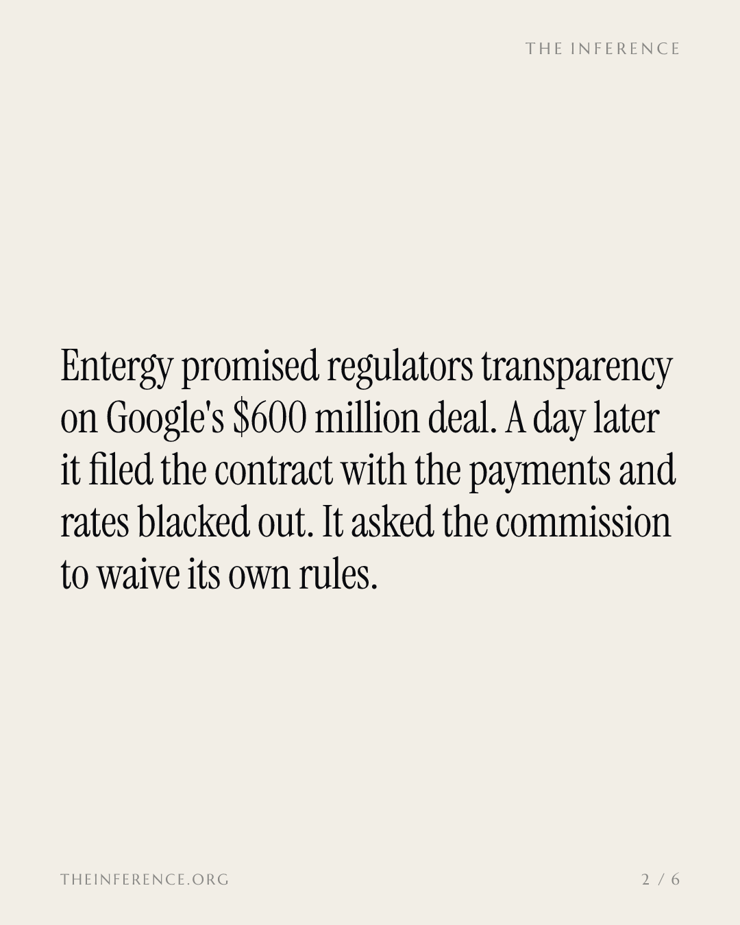 Entergy promised transparency on Google's $600 million Arkansas deal, then filed it blacked out — slide 1