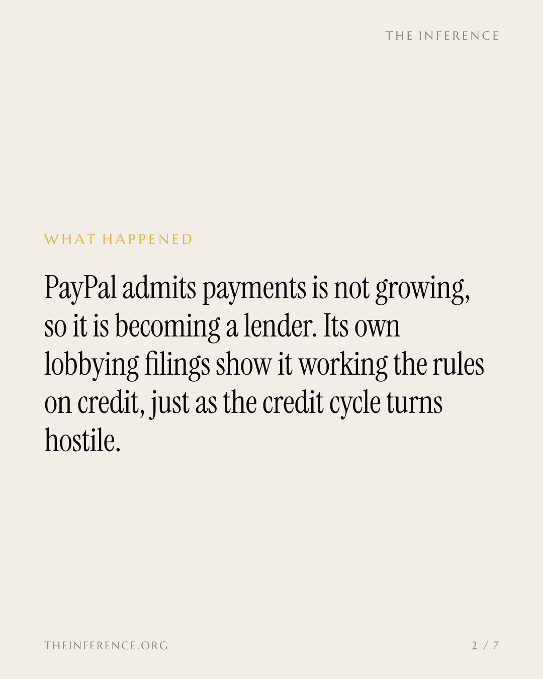 PayPal's new business is consumer lending and its $606,000 lobbying list includes credit rules — slide 1