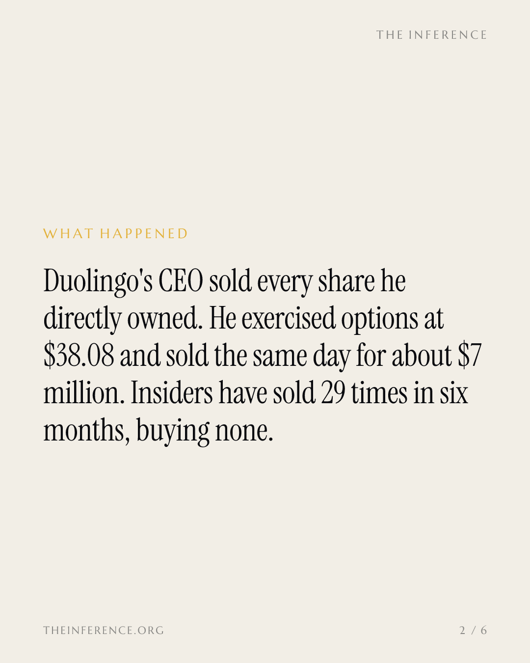 Duolingo's CEO sold his last direct shares as Evercore doubled its target — slide 1