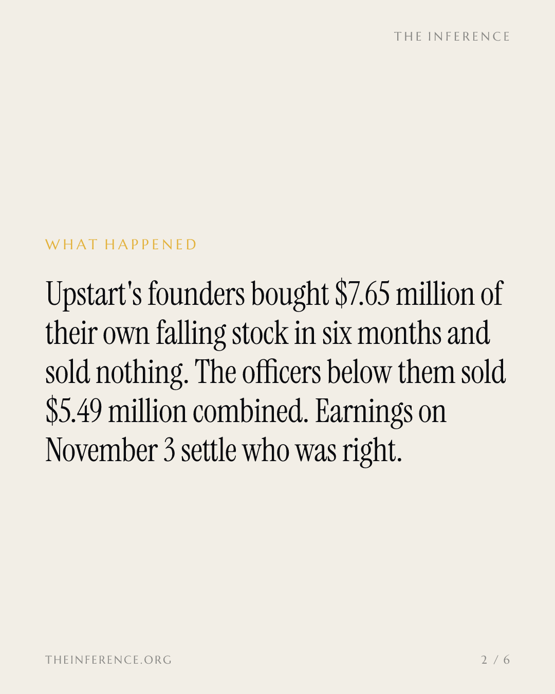 Upstart's founders bought $7.65 million of its falling stock, and sold nothing — slide 1