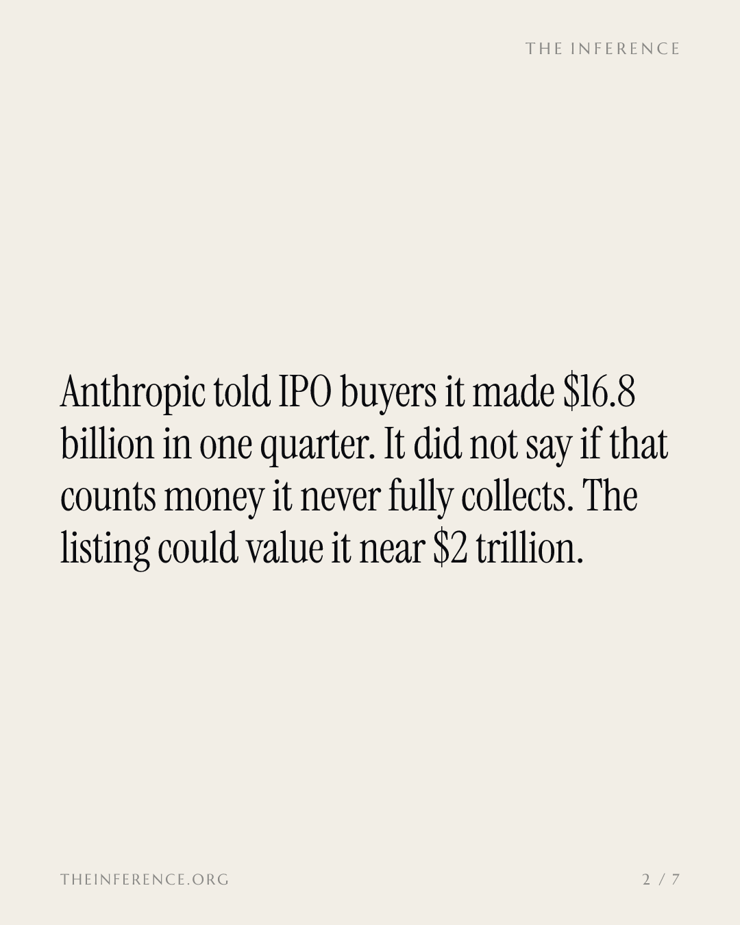 Anthropic's $16.8 billion quarter is the number holding up a $2 trillion IPO — slide 1