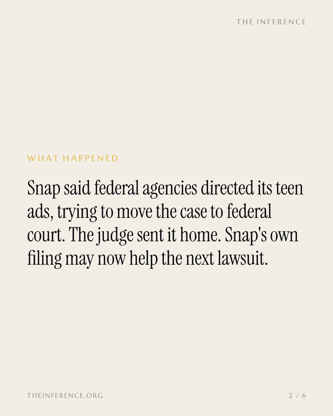 Snap argued the feds directed its teen ads. A Kansas judge sent the case home — slide 1
