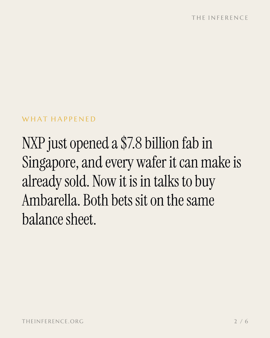 NXP opens a sold-out fab in Singapore and chases Ambarella on the same balance sheet — slide 1