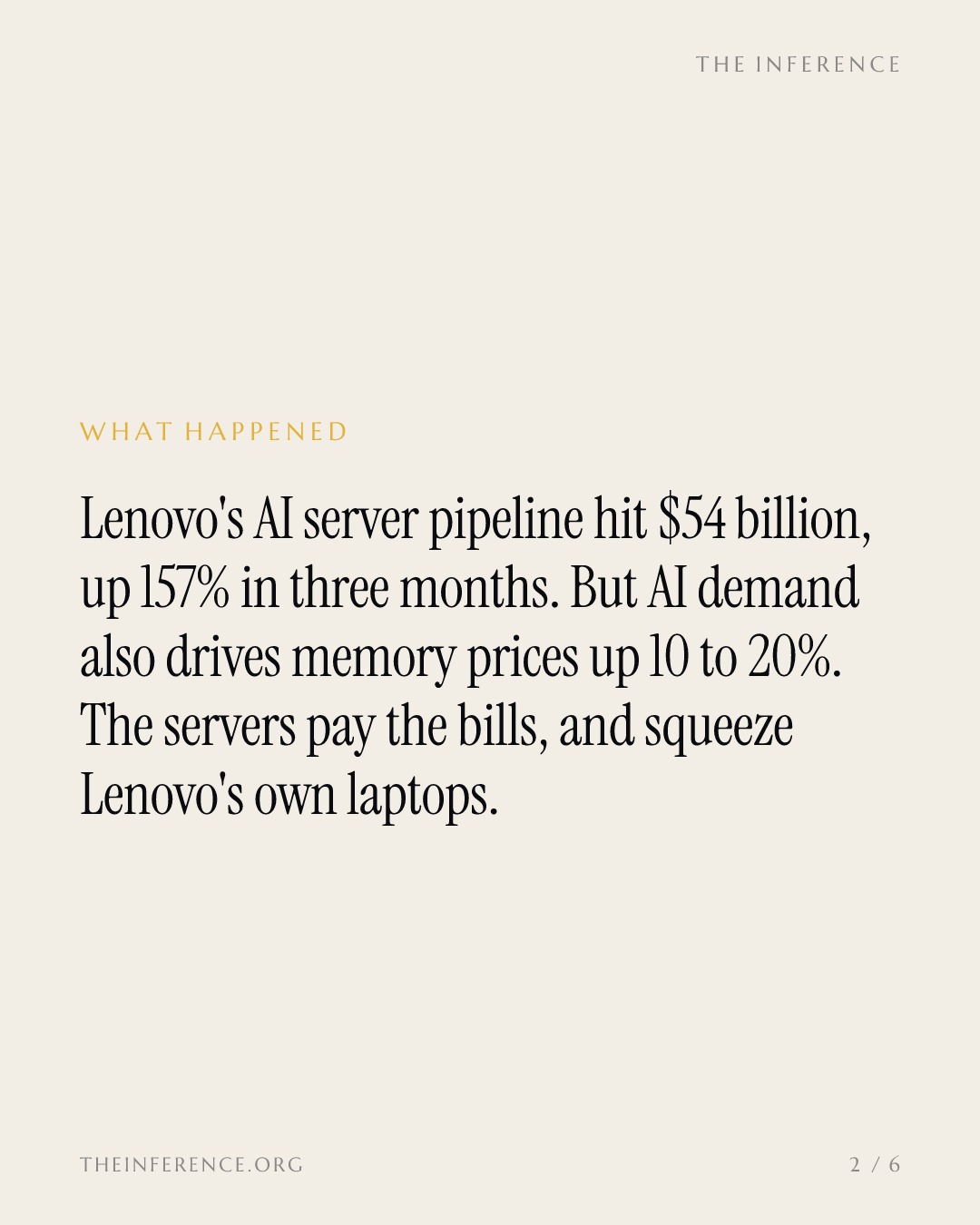 Lenovo's AI boom and its memory bill come from the same place — slide 1