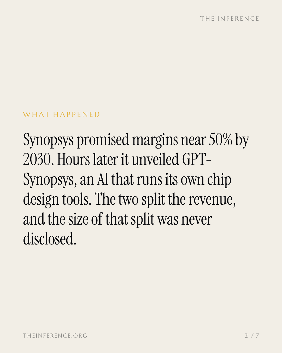 Synopsys promised 50% margins, then agreed to share the new revenue with OpenAI — slide 1