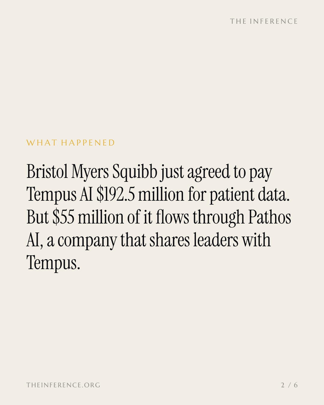 Tempus AI banks $192.5 million from BMS, and $55 million of it goes through a related party — slide 1