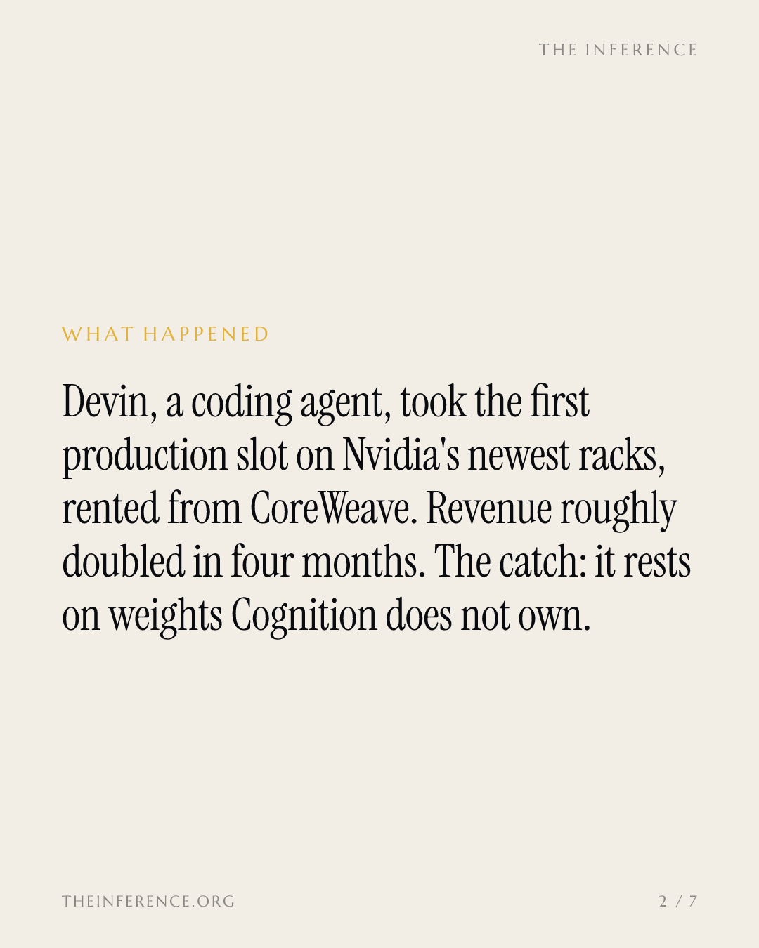 Cognition's $48 billion Devin runs on Nvidia's newest racks, rented from CoreWeave — slide 1