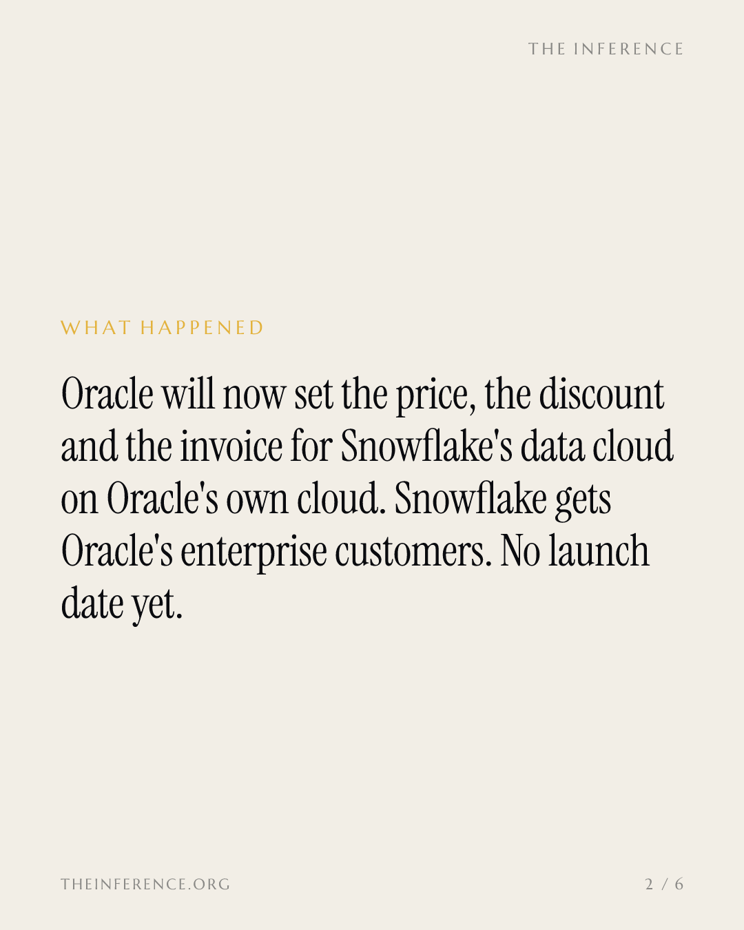 Oracle now prices and bills Snowflake on OCI, and owns the discount — slide 1