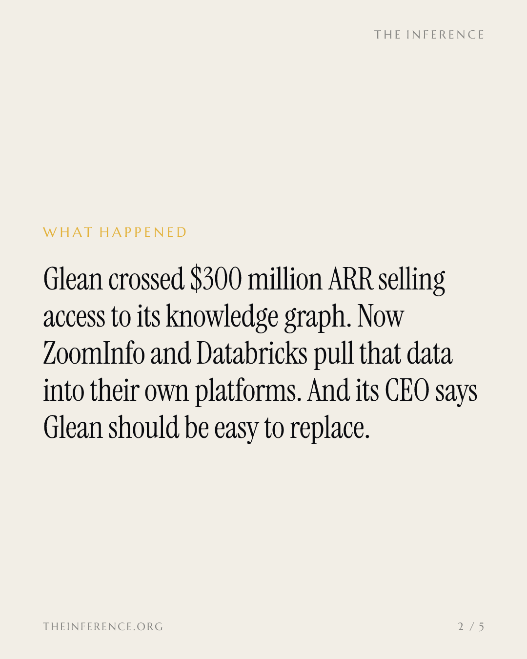 Glean passed $300 million ARR, and ZoomInfo and Databricks are already ingesting its data — slide 1